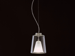 LANTERNA - 477 - Glass and aluminium pendant lamp - Ceiling lamp by Oluce