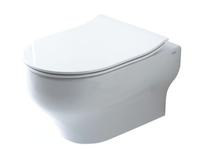 CLEAR - Wall-hung rimless Vitreous China toilet - Toilet seat by Olympia Ceramica