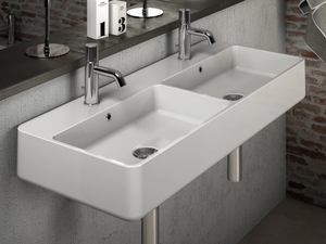 TRATTO - Double ceramic washbasin - Washbasin by Olympia Ceramica