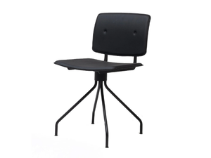 DON - Swivel trestle-based leather chair - Chair by ONDARRETA