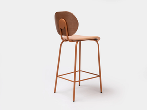 HARI - Steel and wood stool with footrest with integrated cushion - Accessories by ONDARRETA