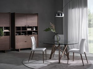 ZEUS - Round wood and glass table - Table by Pacini & Cappellini