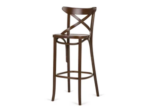 H 1230 - High beech stool with back - Stool by Paged
