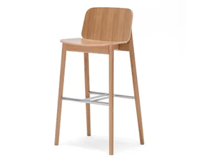 PROP H-4390 - High beech stool with back - Stool by Paged
