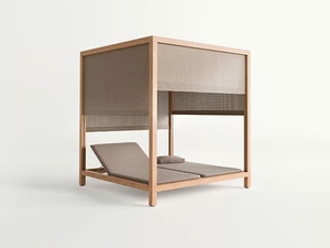 TOKU - Recliner canopy cedarwood garden bed with parasol - Armchair by Paola Lenti