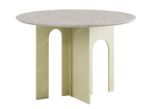 ARCHE - Round table in metal and ancient stone - Table by Paolo Castelli