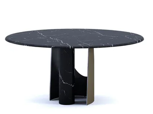 ELLIPSE - Round Nero Marquina marble table - Table by Paolo Castelli