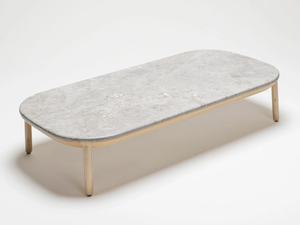 ANKARA - Rectangular low ash coffee table with marble top - Coffee table by Papell Design