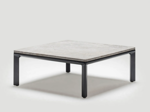 EATON - Square low ash coffee table with marble top - Coffee table by Papell Design