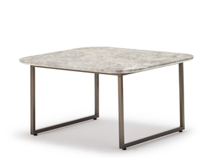 KATALANA - Square brass coffee table with marble top - Coffee table by Papell Design