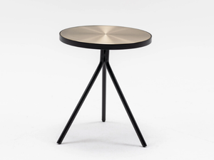 LUNA - Round ash high side table with brushed steel top - Coffee table by Papell Design