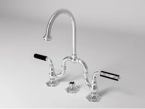 DARK BLACK - 3 hole bridge mixer with automatic pop-up waste - Tap by Park Avenue