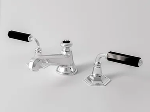 DARK BLACK - 3 hole countertop washbasin tap with automatic pop-up waste - Tap by Park Avenue