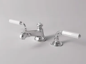 DARK WHITE - 3 hole countertop washbasin tap with automatic pop-up waste - Tap by Park Avenue