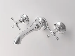 JAMES - Deco 3 hole wall-mounted washbasin tap with pop up waste - Tap by Park Avenue