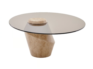 MAWE - Round glass and marble coffee table - Coffee table by PARLA