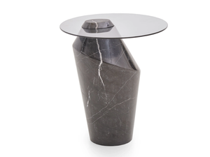 MAWE - Round glass and marble side table - Coffee table by PARLA