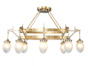 LISBON 8/II - Handmade brass chandelier - Ceiling lamp by Patinas Lighting