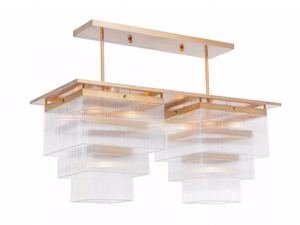 MONACO II - Chandelier in brass and glass - Ceiling lamp by Patinas Lighting