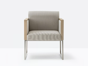BOX 741 - Sled base upholstered easy chair with armrests - Armchair by Pedrali