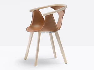 FOX 3727 - Tanned leather chair with armrests - Chair by Pedrali