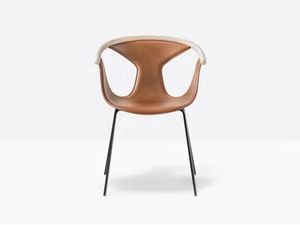 FOX 3728 - Tanned leather chair with armrests - Chair by Pedrali