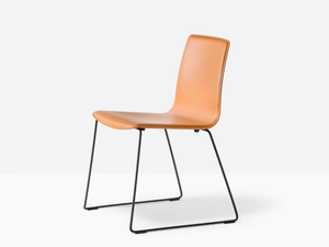 INGA 5669 - Sled base tanned leather chair - Chair by Pedrali