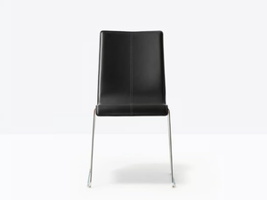 KUADRA 1298 - Sled base tanned leather chair - Chair by Pedrali