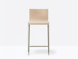 KUADRA 1322 - Multi-layer wood stool with back - Stool by Pedrali