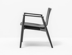 MALMÖ 295 - Wood veneer easy chair with armrests - Armchair by Pedrali