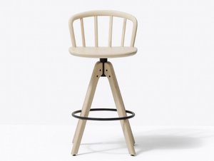NYM 2848 - Trestle-based wooden stool with footrest - Stool by Pedrali
