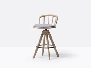 NYM 2848/A - Swivel high ash stool with back - Stool by Pedrali