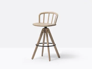 NYM 2849 - Swivel high trestle-based ash stool - Stool by Pedrali