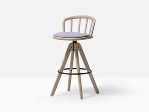 NYM 2849/A - Swivel high trestle-based ash stool - Stool by Pedrali