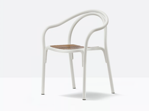 SOUL OUTDOOR 3746 - Aluminium and wood garden chair with armrests - Chair by Pedrali