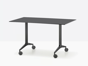 YPSILON TILTING - Folding rectangular metal table with casters - Table by Pedrali