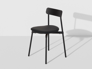 FROMME - Stackable chair with leather seat - Chair by Petite Friture