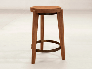 COUNTER STOOL - Low teak stool with footrest - Stool by Phantom Hands