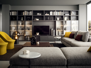 SPAZIOTECA - Sectional wood and glass bookcase - Cabinet by PIANCA