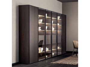 SPAZIOTECA - Sectional wood and glass bookcase with drawers - Cabinet by PIANCA
