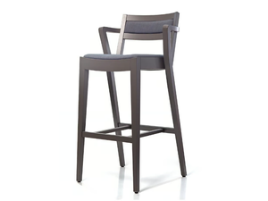 ARENA 00 S2 - High solid wood stool with footrest - Stool by PIANI