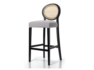OPERA 00 S4 - High medallion solid wood stool with footrest - Stool by PIANI