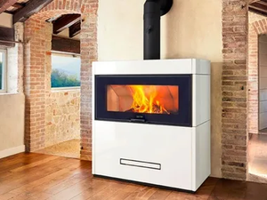 LUGANO - Wood-burning wall-mounted stove for air heating Class A - Other by Piazzetta