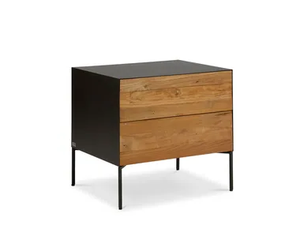 FUSION - Rectangular teak bedside table with drawers - Side table by Pilma