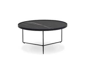 RONDA - Round tempered glass coffee table and steel base - Coffee table by Pilma