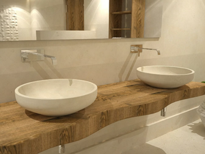 L21 - Countertop round lecce stone washbasin - Washbasin by PIMAR