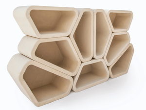 MESSAPO - Sectional lecce stone bookcase - Cabinet by PIMAR