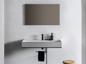 ELEMENT 103 - Rectangular single composite material washbasin with towel rail - Washbasin by Pirovano