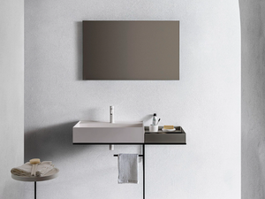 ELEMENT 105 - Rectangular single composite material washbasin with towel rail - Washbasin by Pirovano