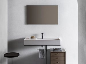 ELEMENT 107 - Rectangular wall-mounted composite material washbasin with towel rail - Washbasin by Pirovano